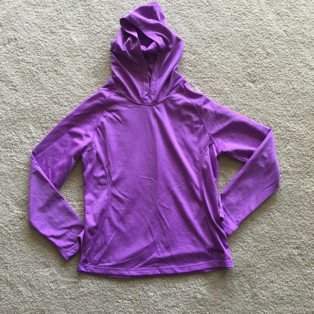 EUC Marmot girls purple hooded sun shirt large
